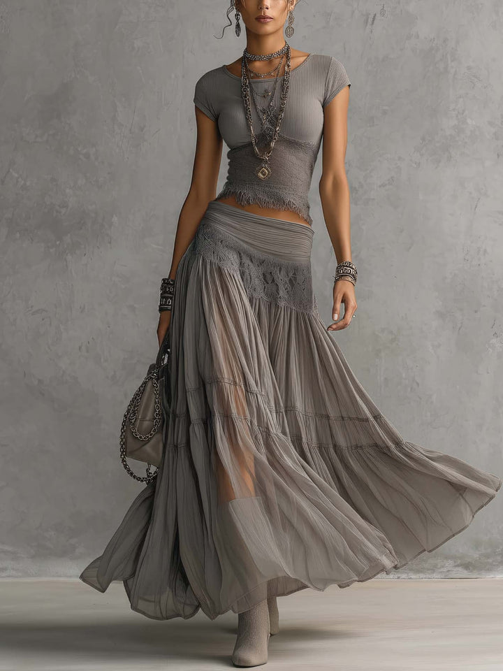 Lucia - Premium pleated lace panels set