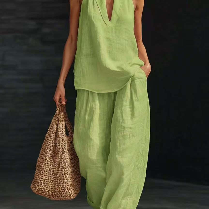 Zoë | Sleeveless Set with Wide Pants