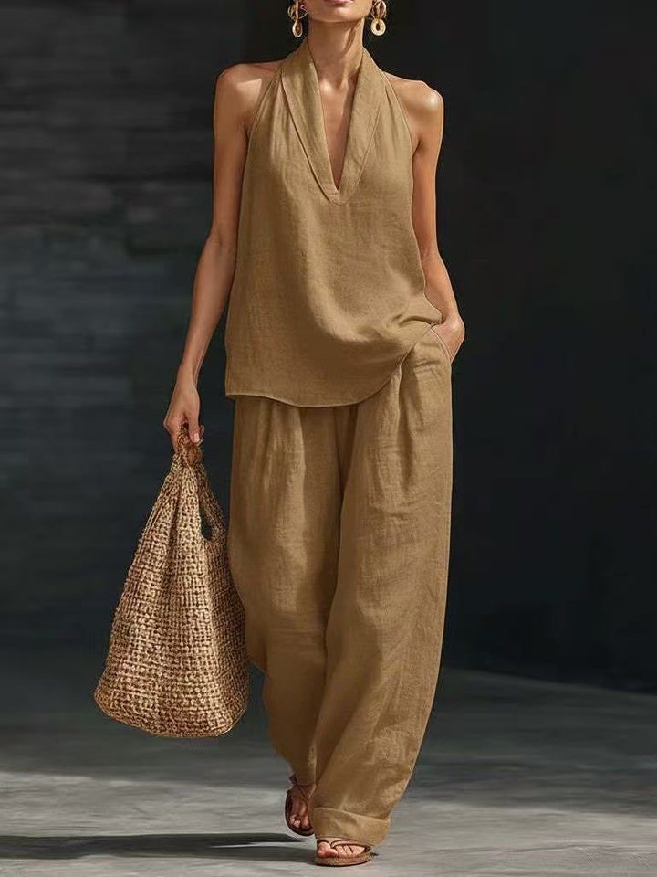 Zoë | Sleeveless Set with Wide Pants
