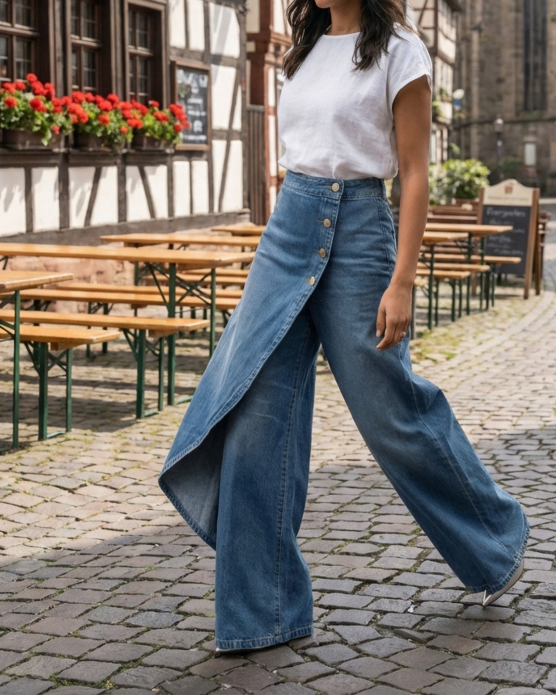 HALLIE | Slim Fit Denim Wrap Jeans