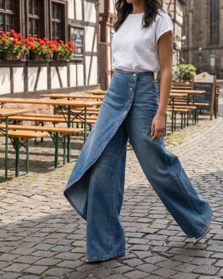 HALLIE | Slim Fit Denim Wrap Jeans