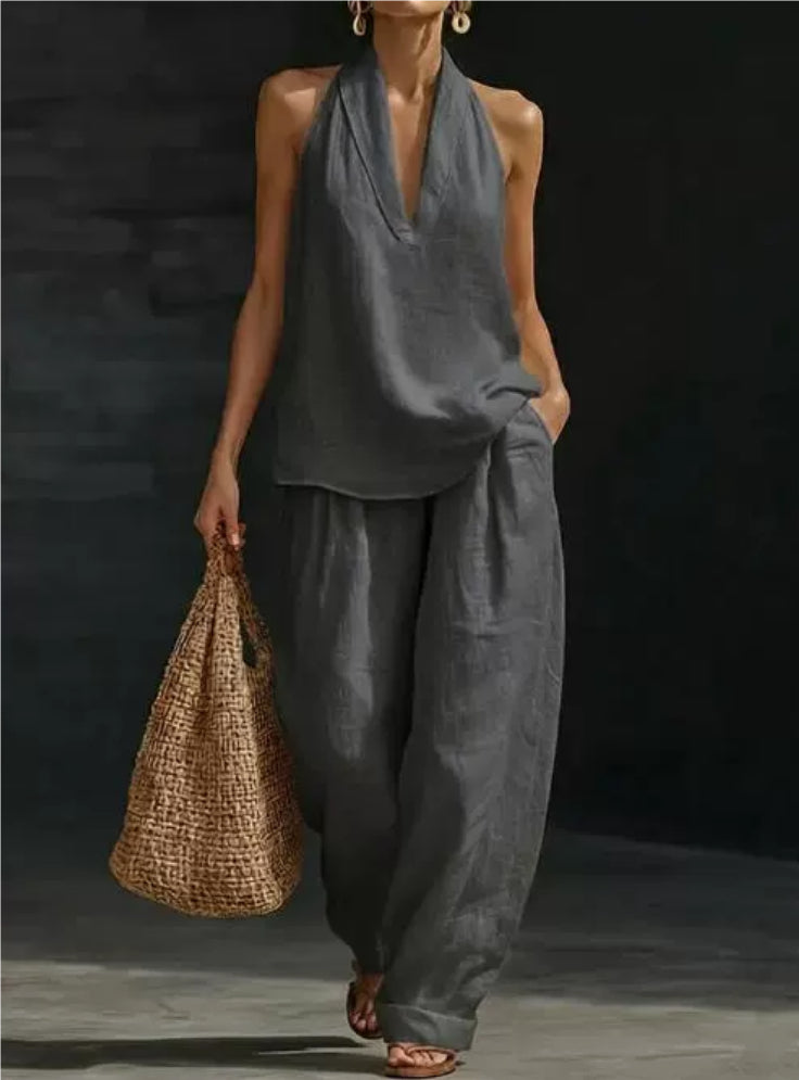 Zoë | Sleeveless Set with Wide Pants