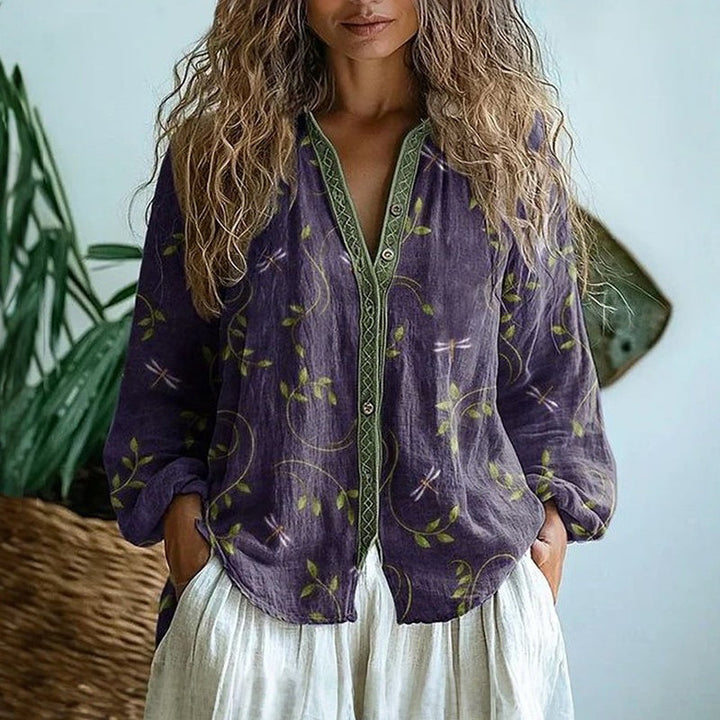 Alexandra™ | Retro Printed Blouse