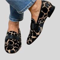 Katie | Leopard Print Loafers - Fall Wedding Guest Dress