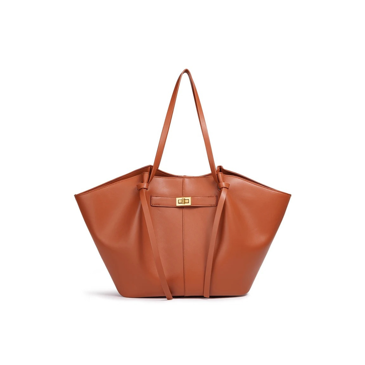 Leather Structured Butterfly Bag - Gognac