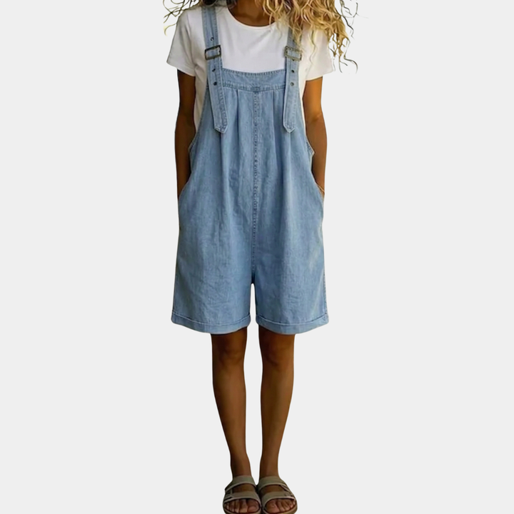 Denim-Look Short Overalls