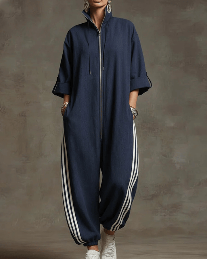 Leonora | Striped tracksuit, sporty style with zipper