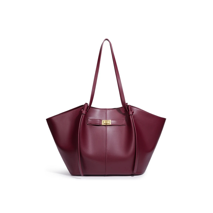 Leather Structured Butterfly Bag - Wine red