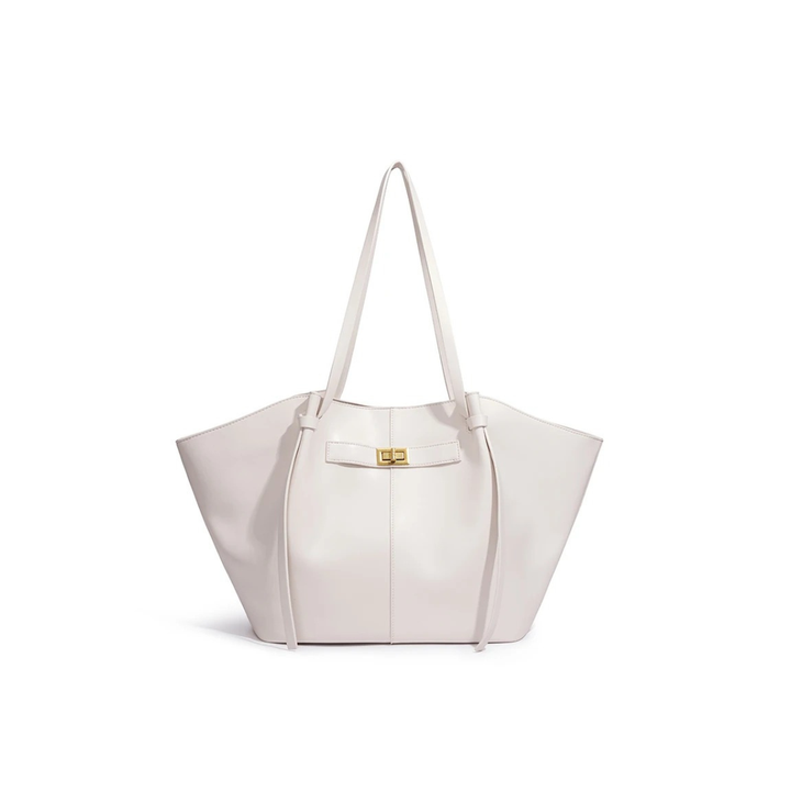 Leather Structured Butterfly Bag - White
