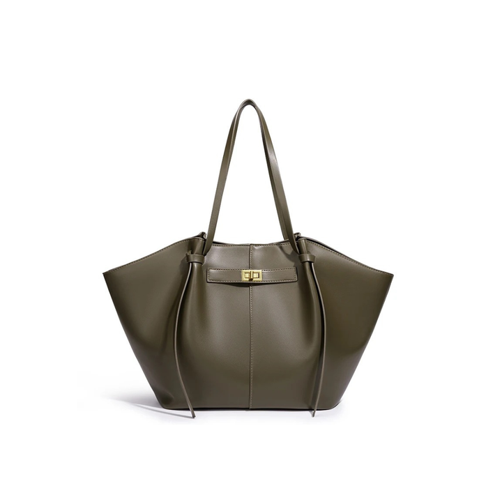 Leather Structured Butterfly Bag - Army Green