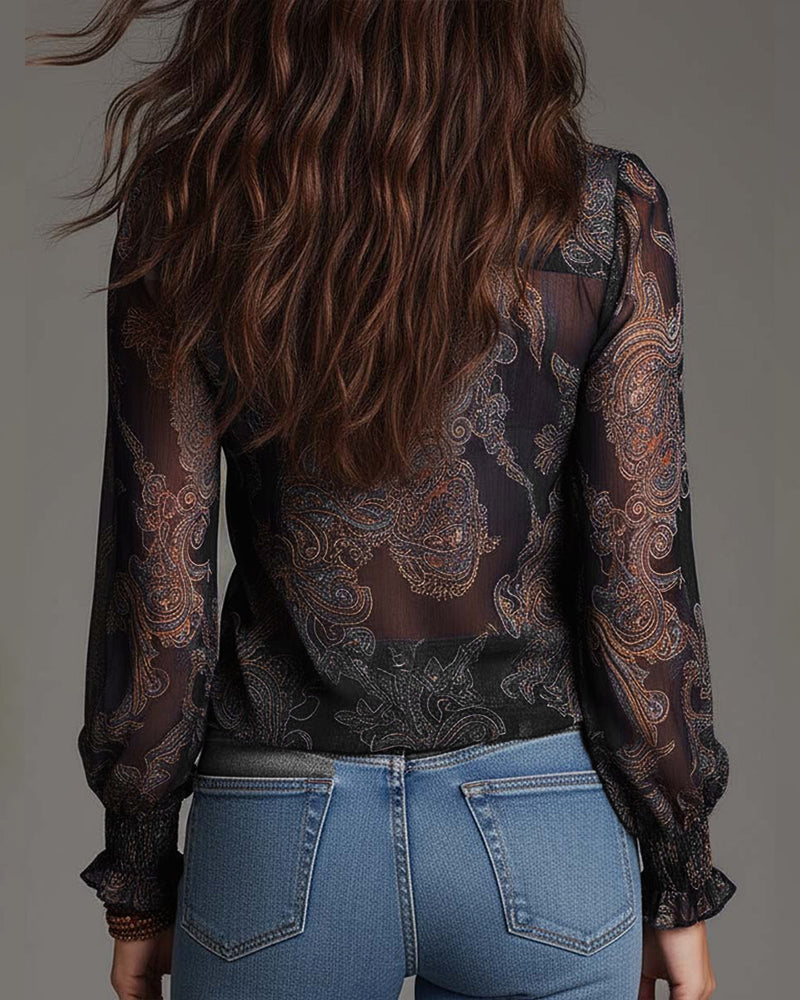 Katie™ | Elegant Half-Zip Blouse with Ruffles