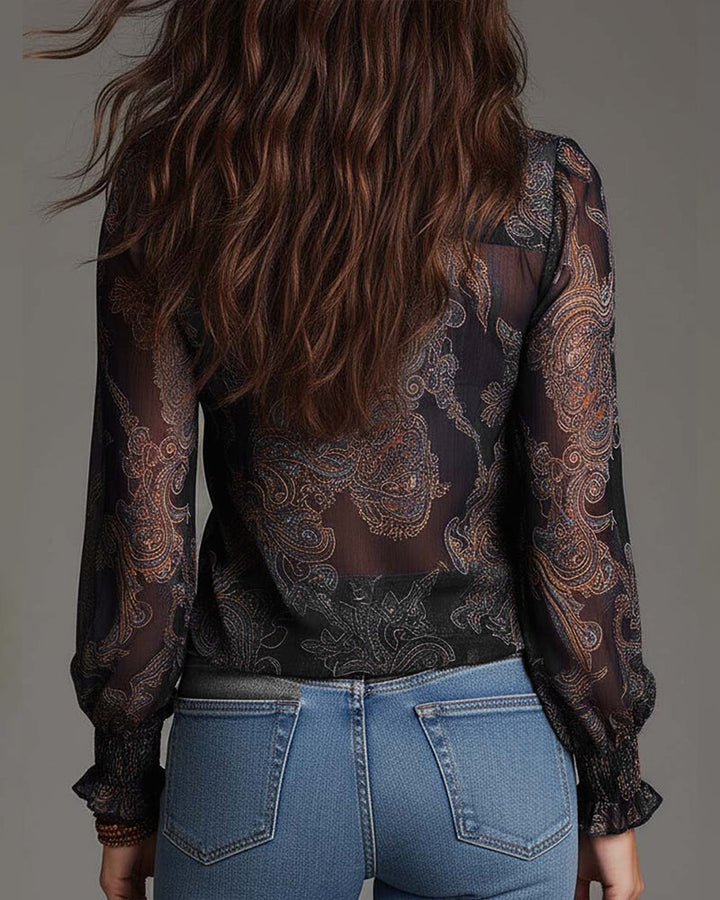 Katie™ | Elegant Half-Zip Blouse with Ruffles