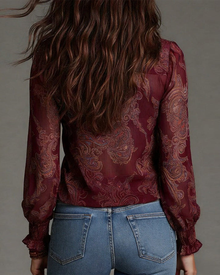 Katie™ | Elegant Half-Zip Blouse with Ruffles