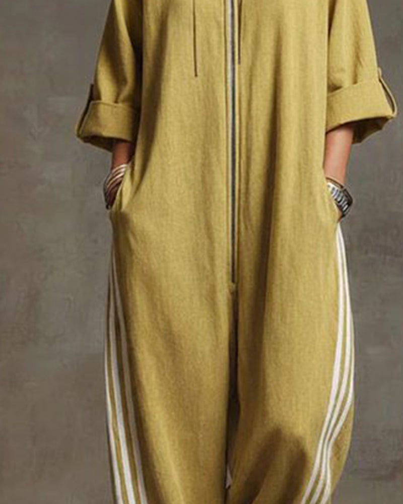 Leonora | Striped tracksuit, sporty style with zipper