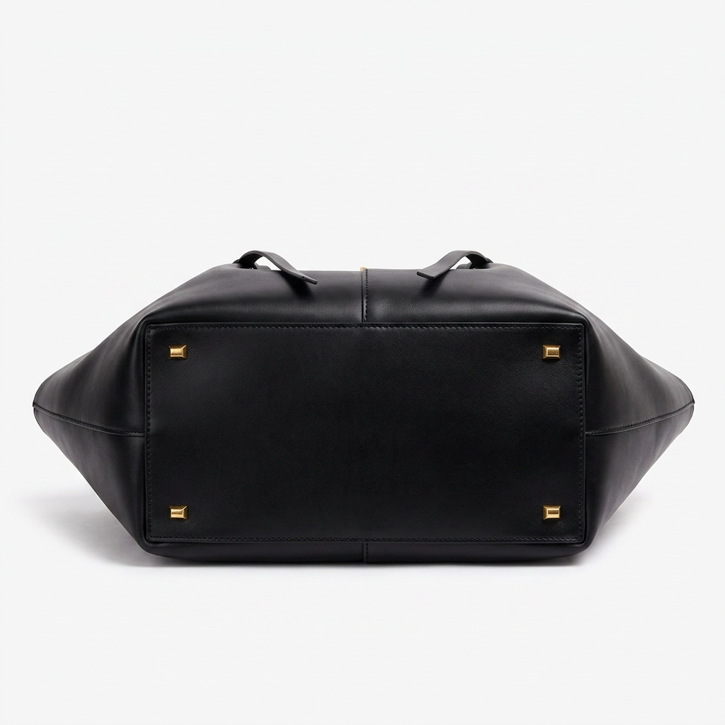 Leather Structured Butterfly Bag - Black