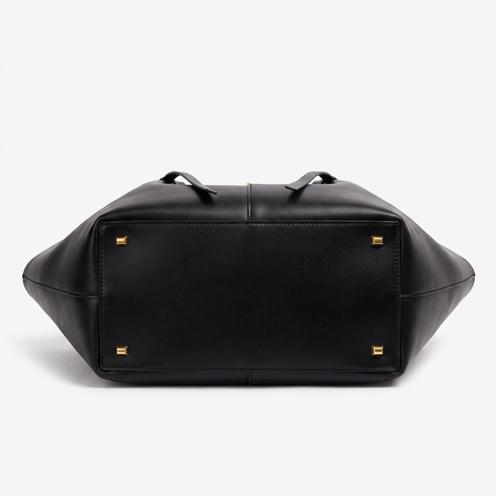 Leather Structured Butterfly Bag - Black