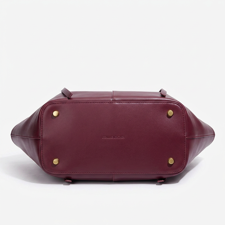 Leather Structured Butterfly Bag - Wine red
