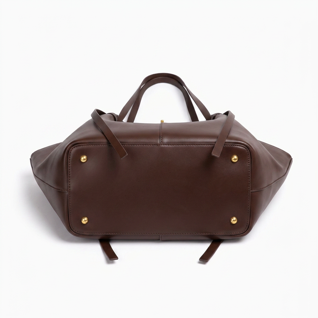Leather Structured Butterfly Bag - Dark Chocolate