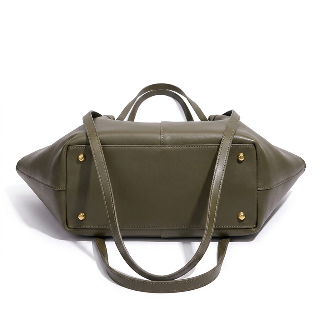 Leather Structured Butterfly Bag - Army Green