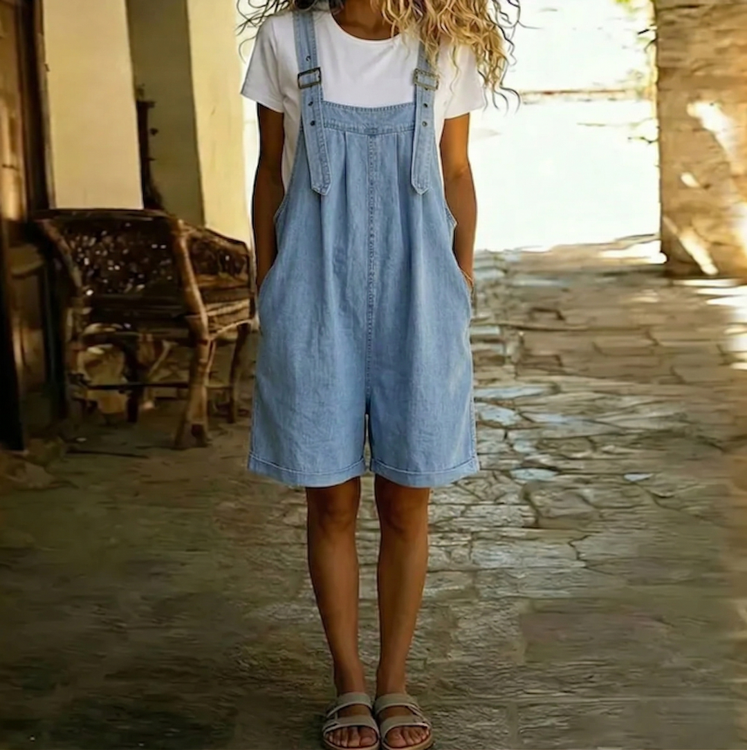 Denim-Look Short Overalls
