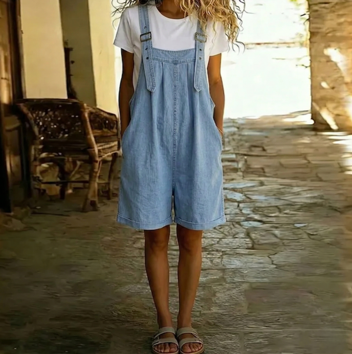 Denim-Look Short Overalls