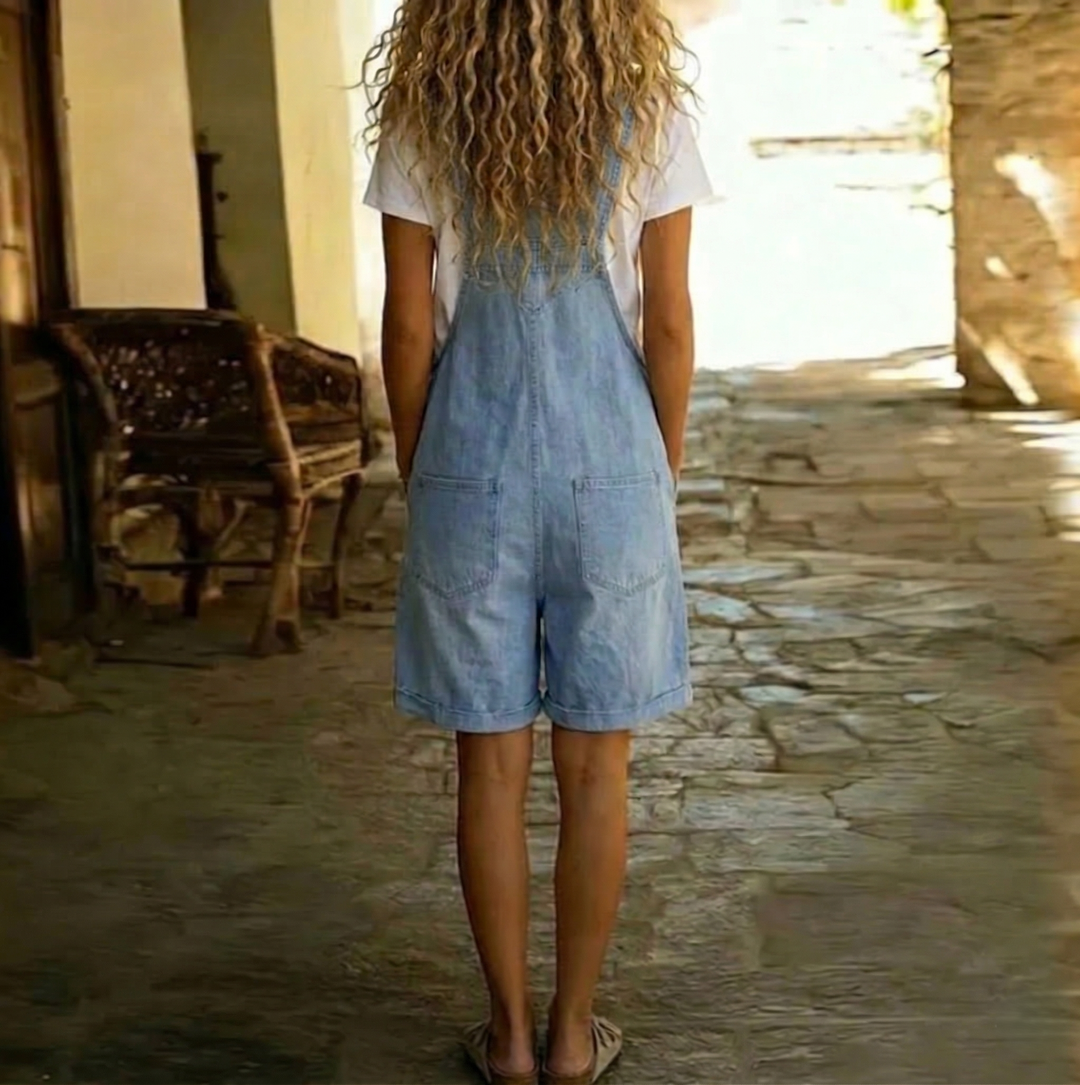 Denim-Look Short Overalls