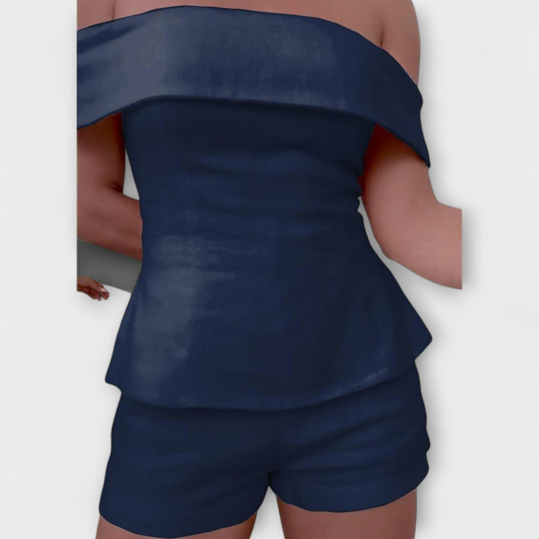 Olivia - White Cotton and Linen Two-Piece Set