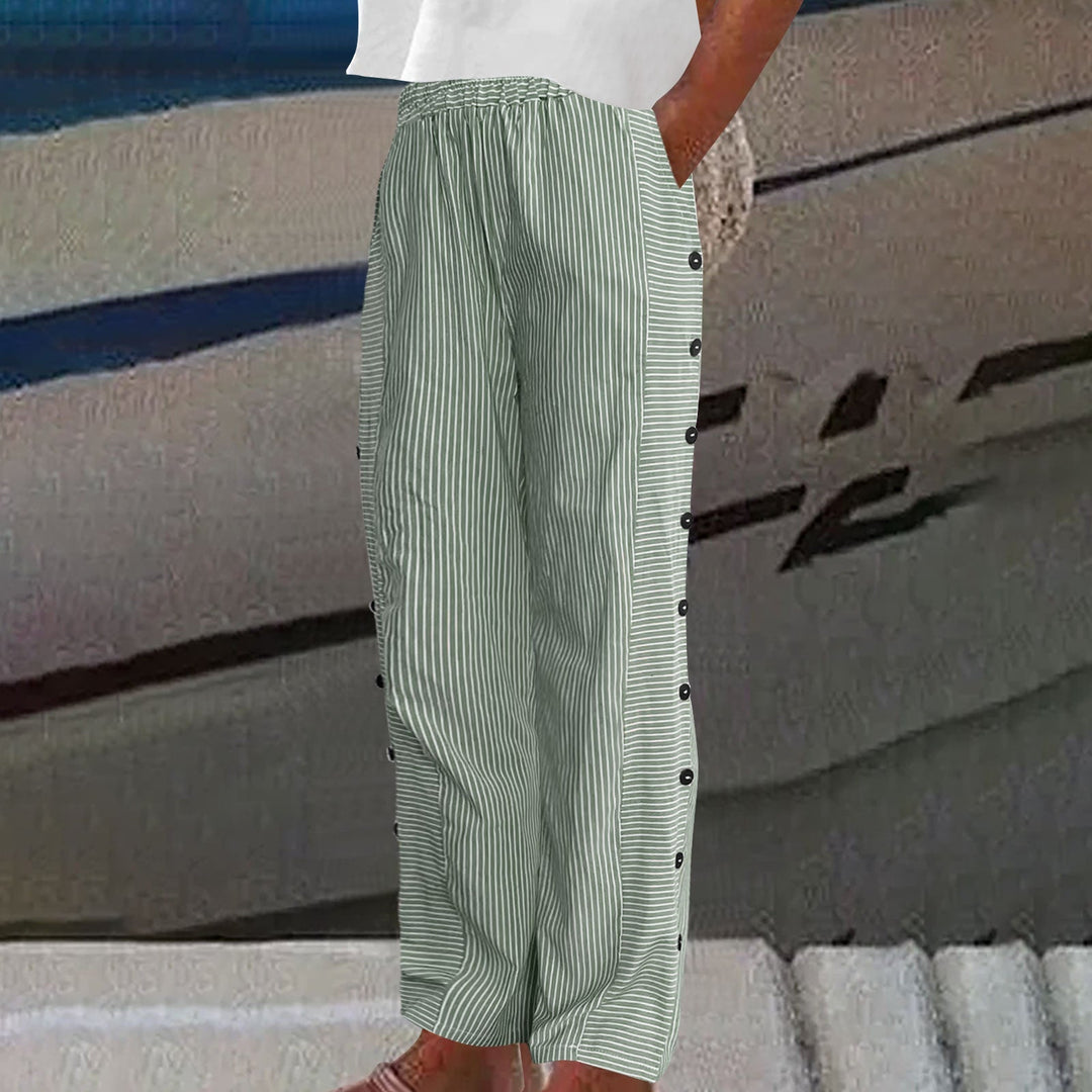 Allison | Striped Button-Accent Pants