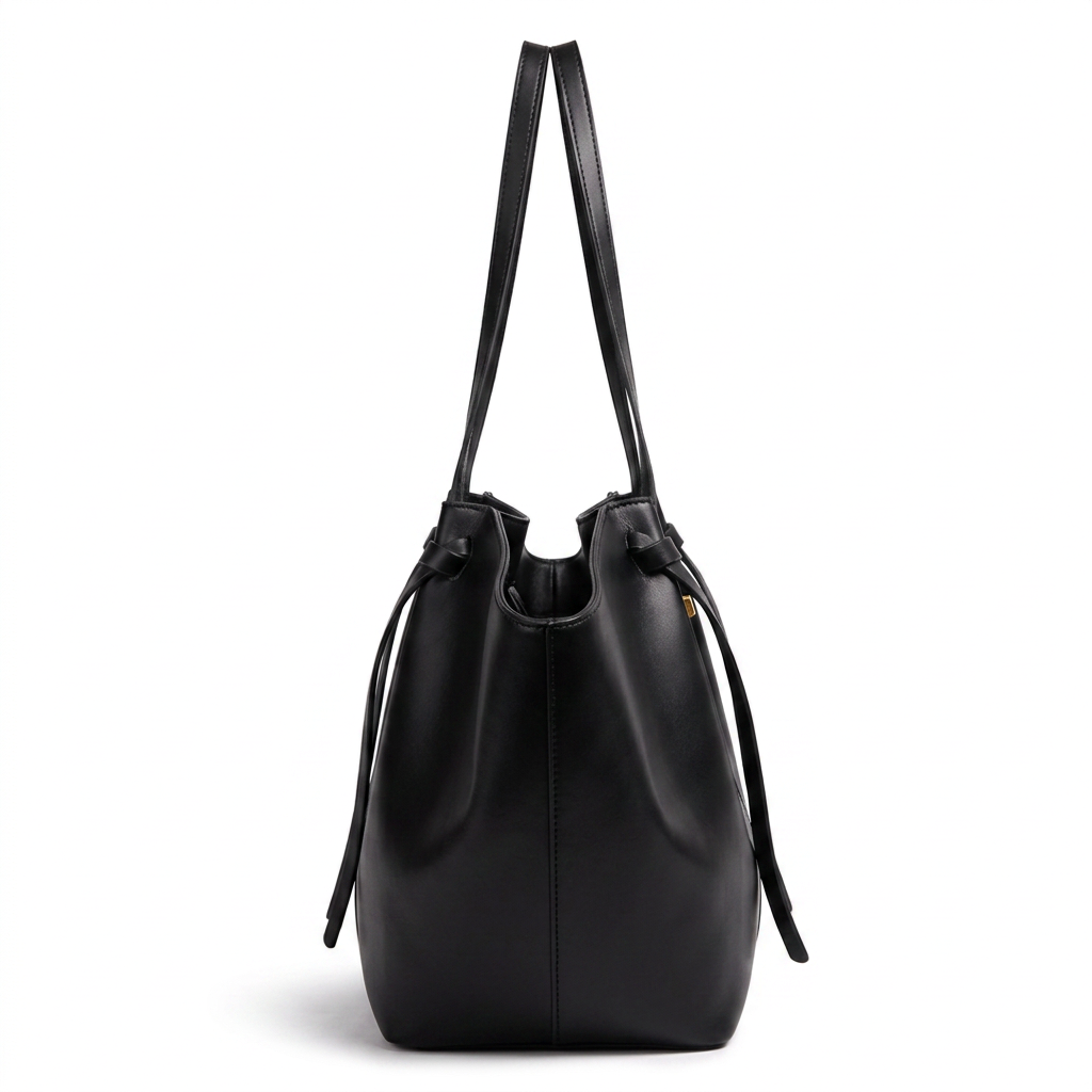 Leather Structured Butterfly Bag - Black