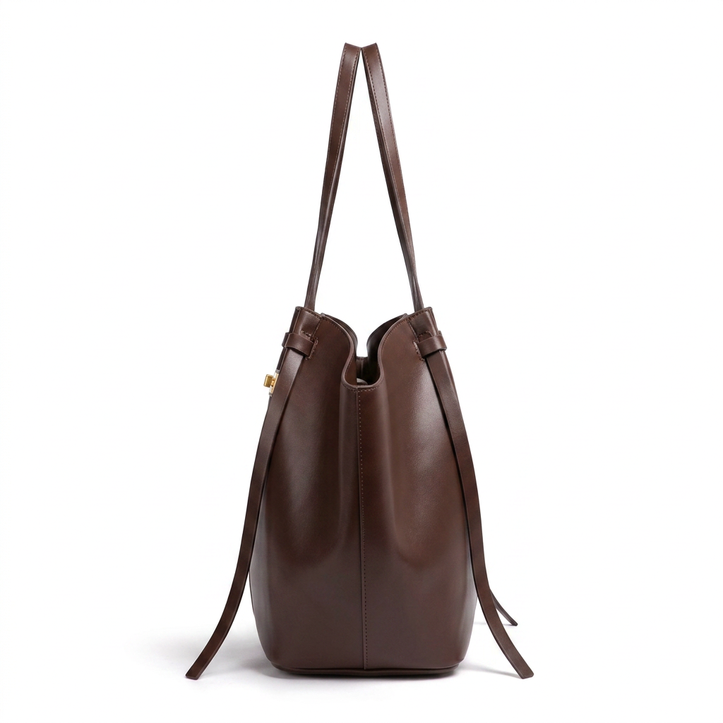 Leather Structured Butterfly Bag - Dark Chocolate