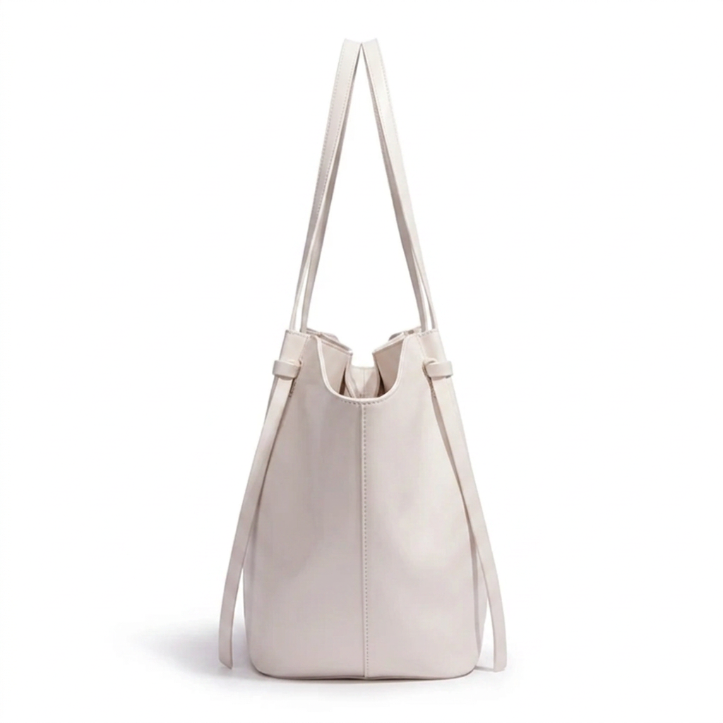 Leather Structured Butterfly Bag - White