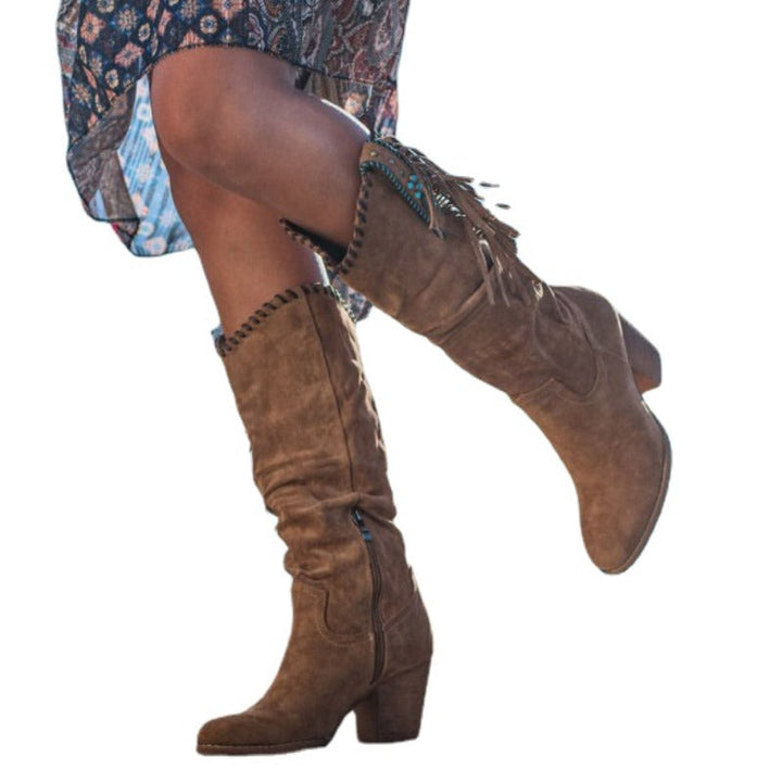 Brown Knee-High Western Boots for Women Dakota (5)