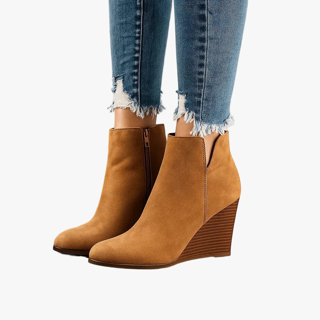 Brown suede winter boots for women