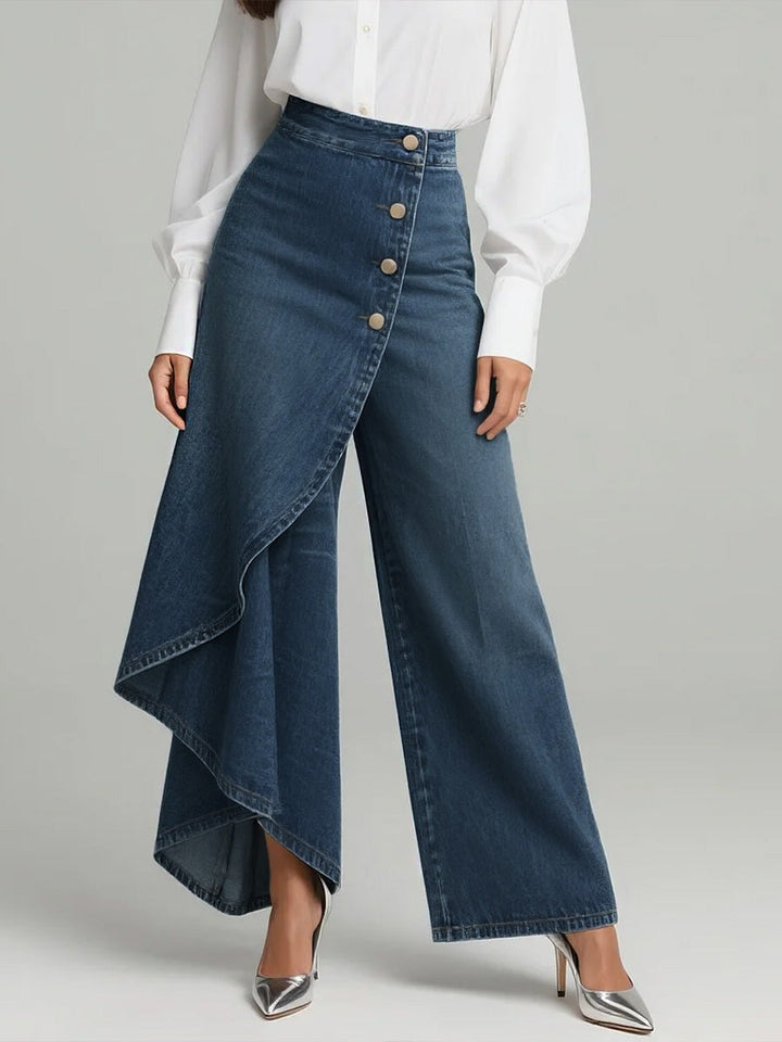 Casual Women's Relaxed High-Waisted Wide-Leg Jeans in Navy