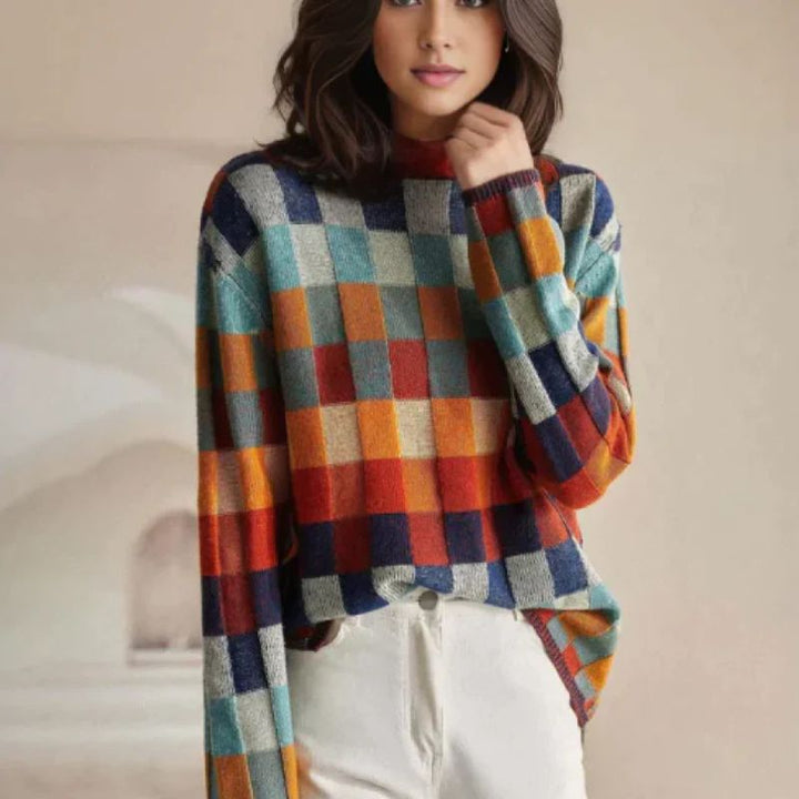 Checkered Merino Women's Ugly Christmas Sweater (2)
