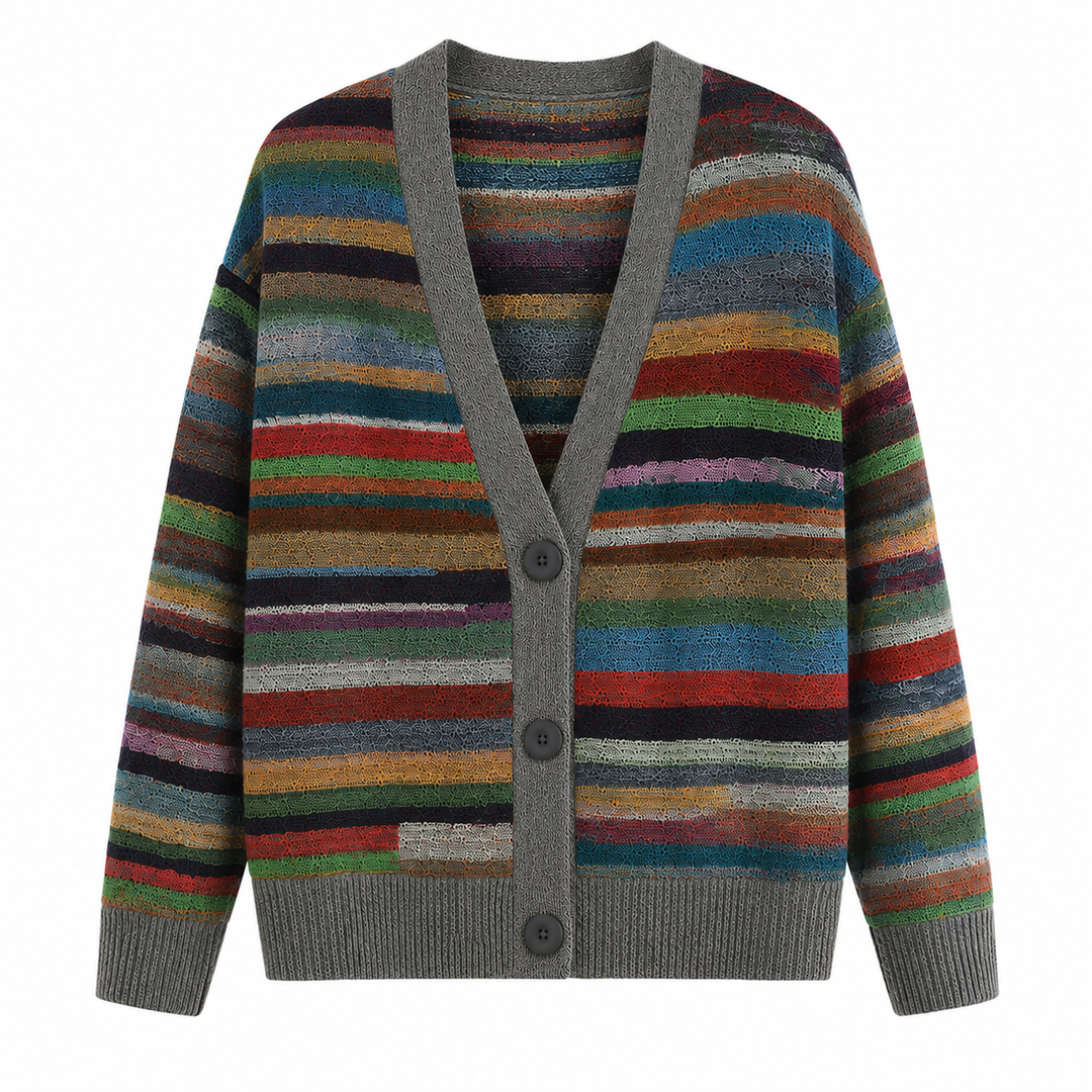 Chunky Striped Knit Women's Cardigan for Fall (3)