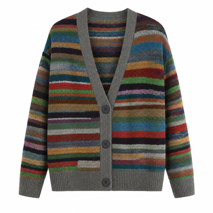 Chunky Striped Knit Women's Cardigan for Fall (3)