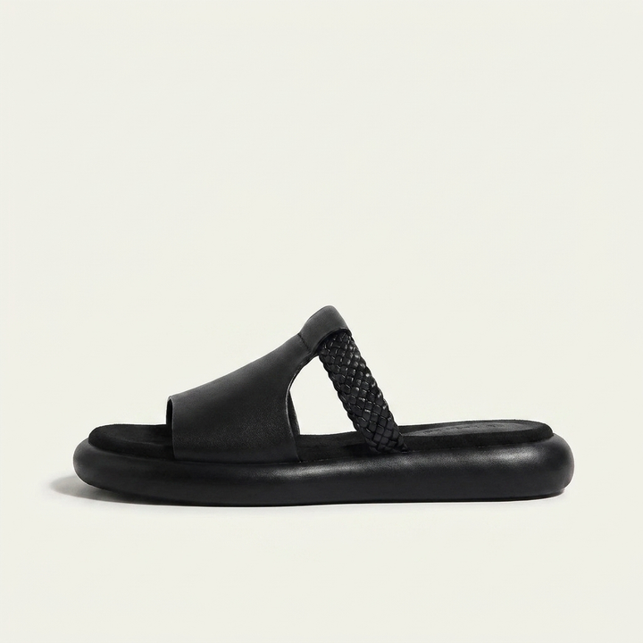 Comfortable Women's Leather Flats for Summer in Black 2