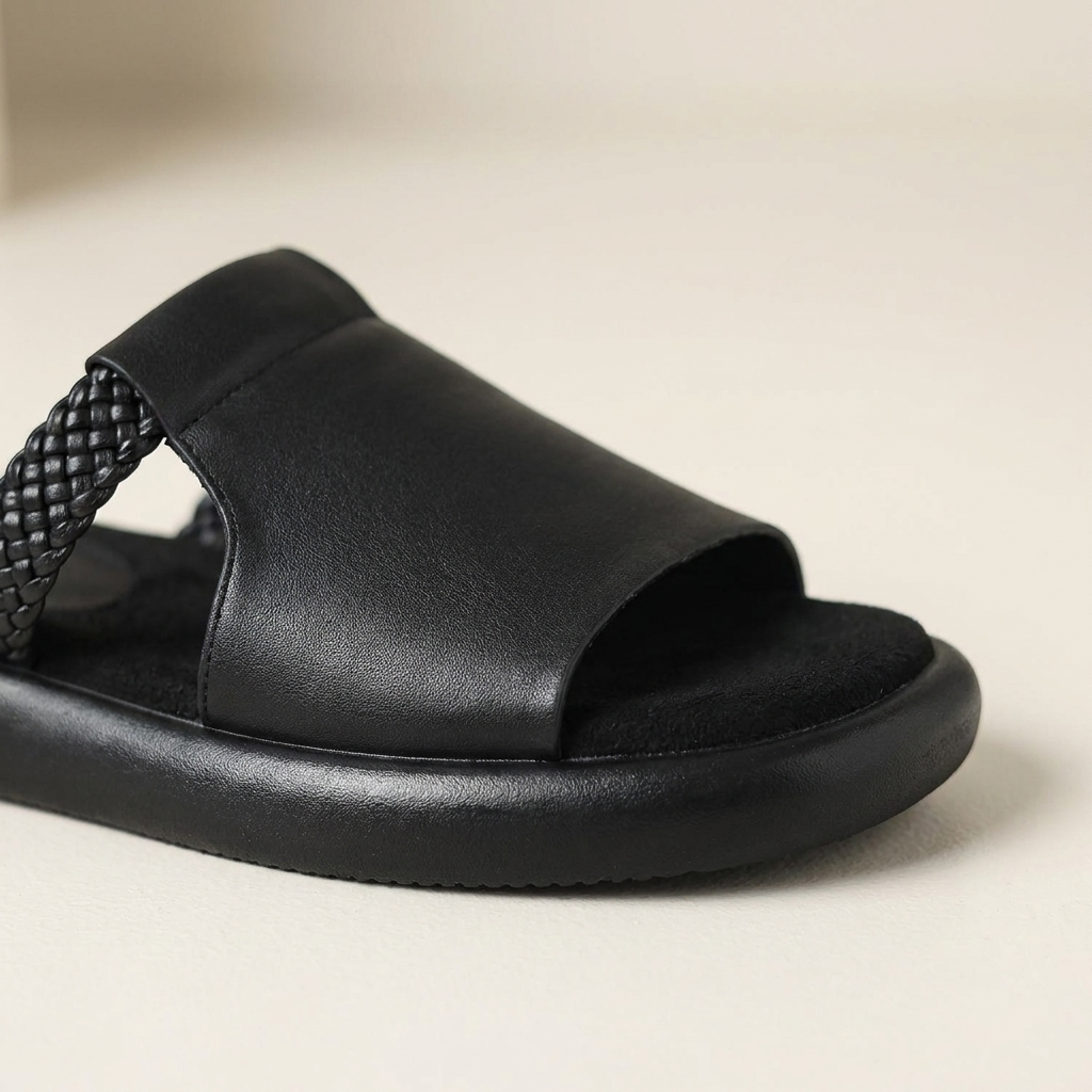 Comfortable Women's Leather Flats for Summer in Black 3