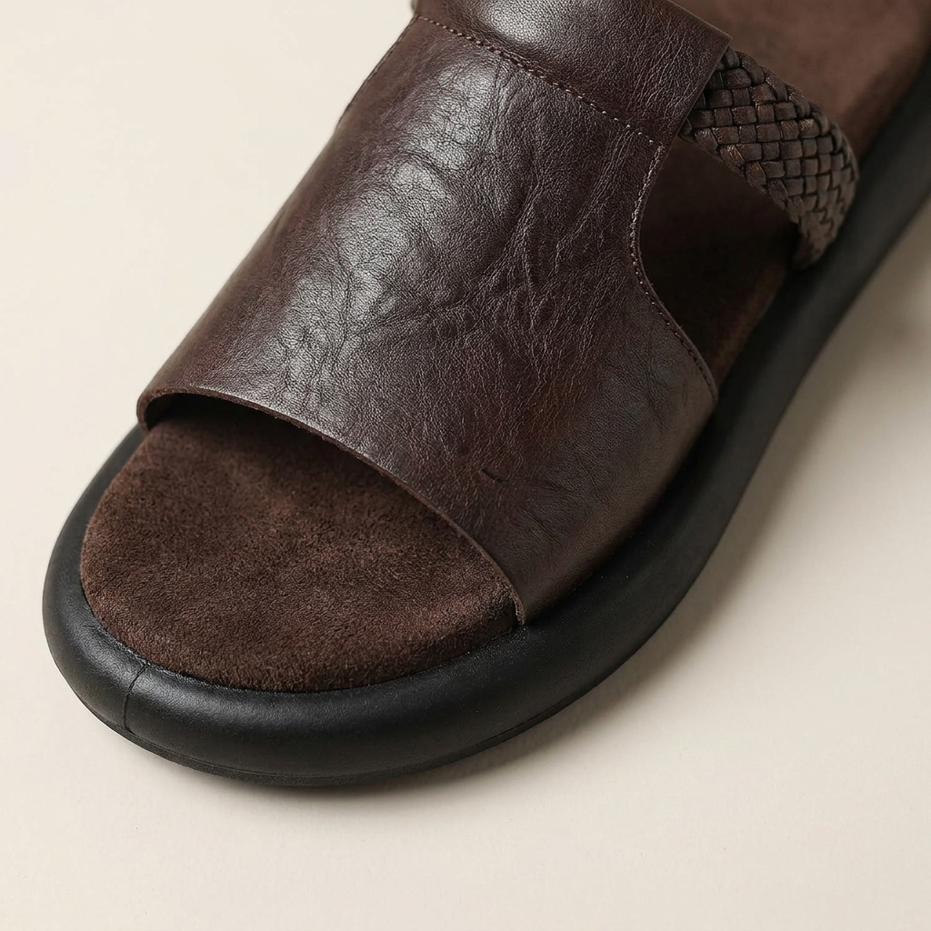 Comfortable Women's Leather Flats for Summer in Brown 3