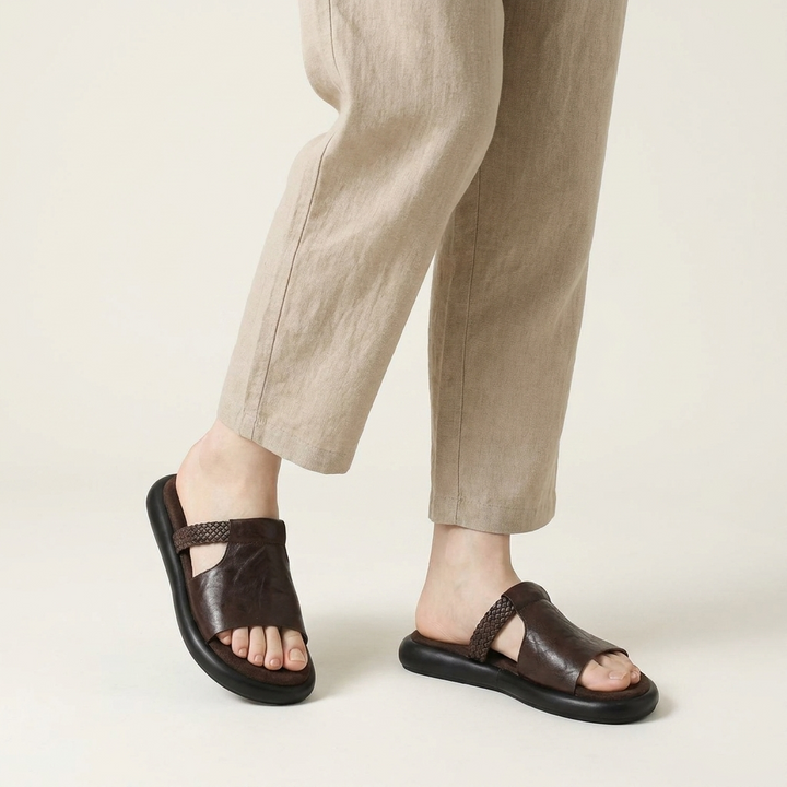 Comfortable Women's Leather Flats for Summer in Brown 4