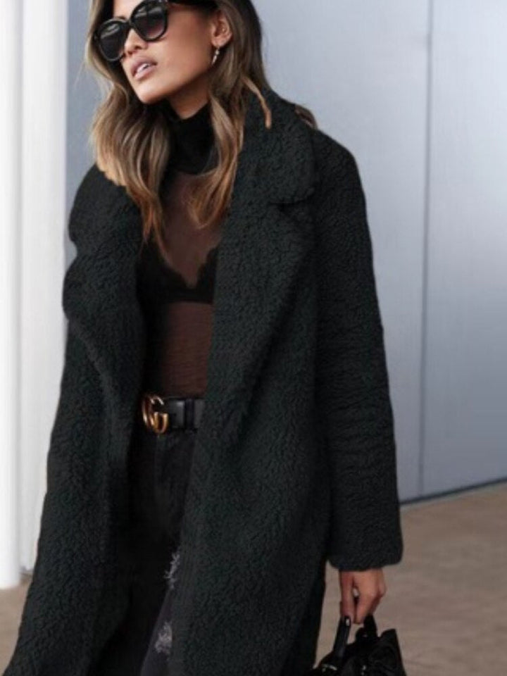 Cozy Women's Fall Jacket Teddy Fleece in Black