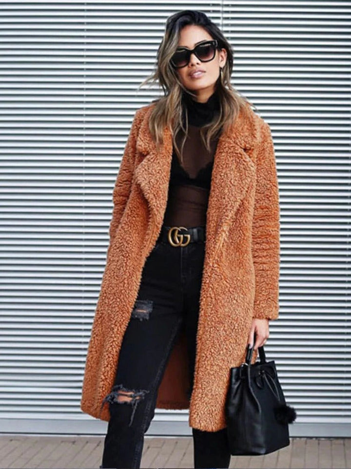 Cozy Women's Fall Jacket Teddy Fleece in Chocolate