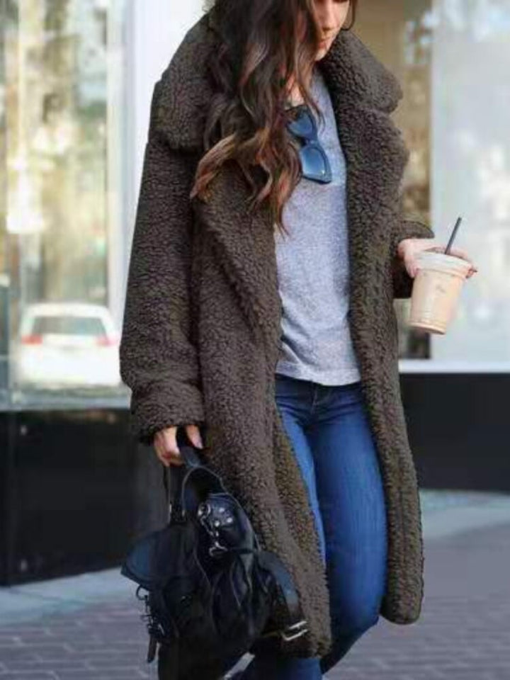 Cozy Women's Fall Jacket Teddy Fleece in Dark Grey