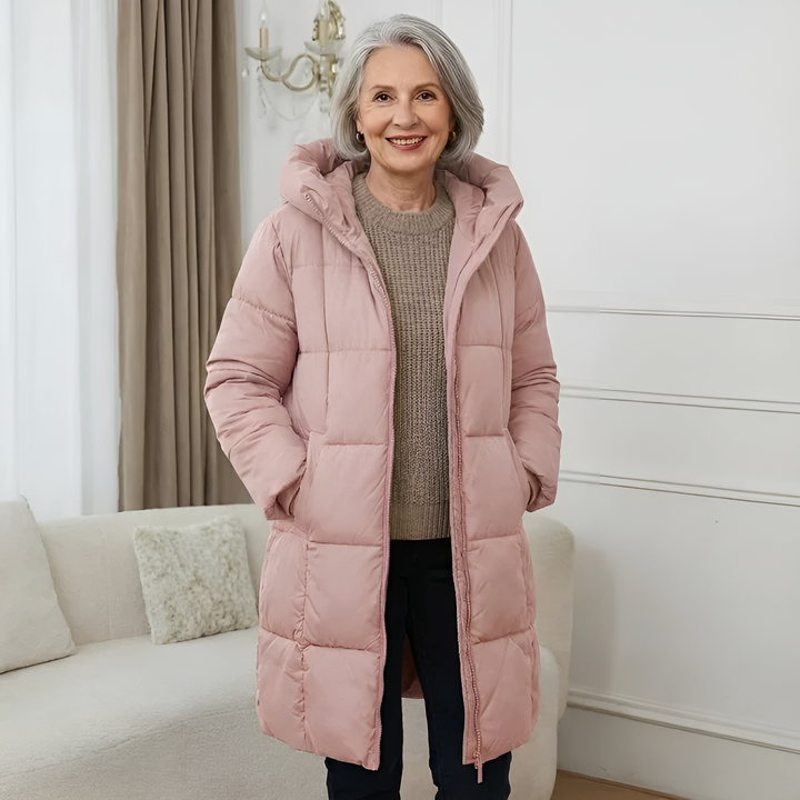 Elegant Lightweight Women's Winter Coat for Fall in Light Pink