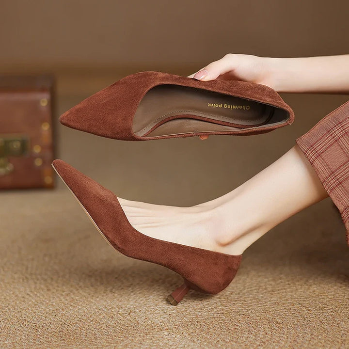 Elegant Slip-On Leather Flats for Women in Brown