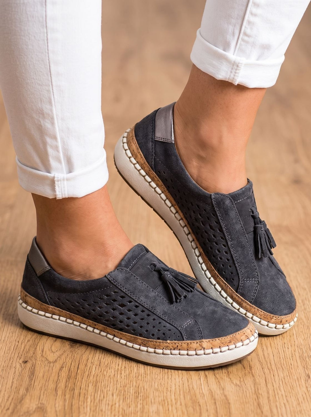 Elegant Slip-On Suede Flats for Women in Black