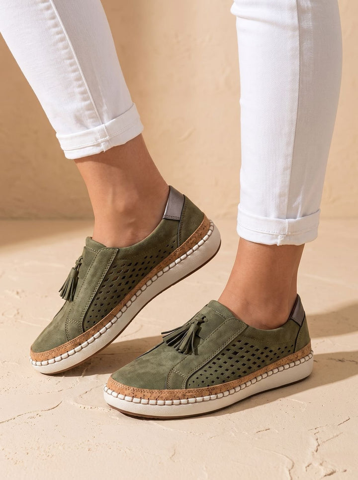Elegant Slip-On Suede Flats for Women in Green