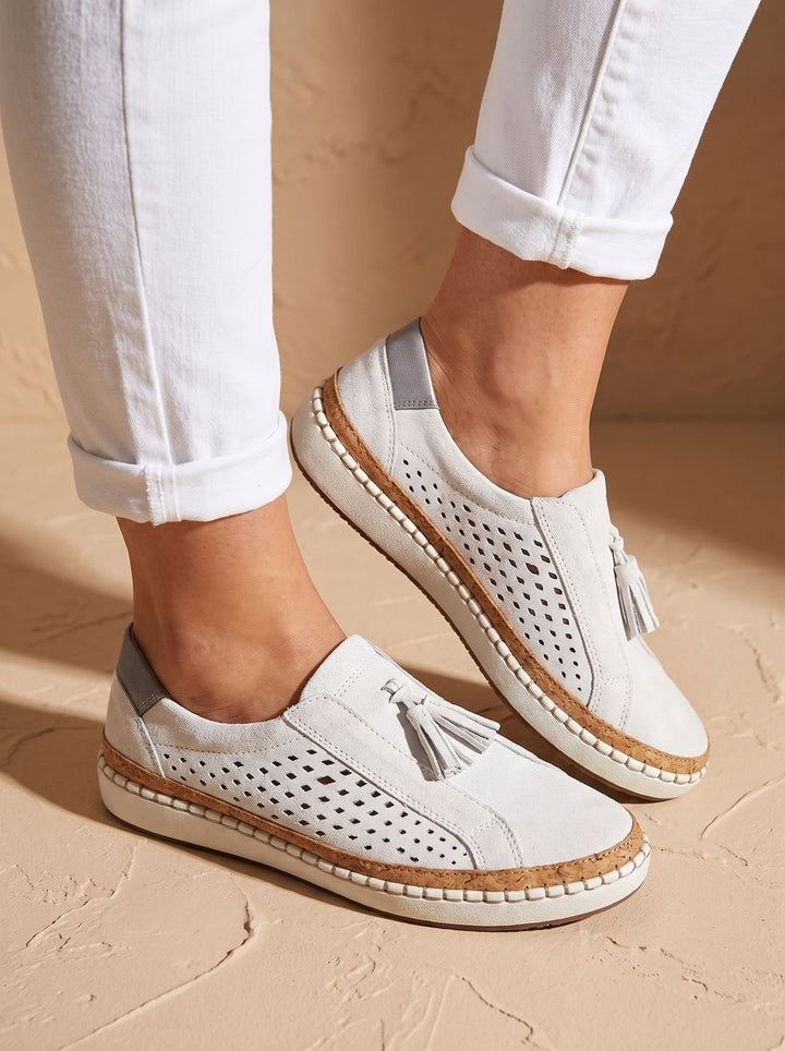 Elegant Slip-On Suede Flats for Women in White