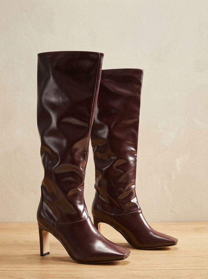Elegant Women's Cowboy Boots Knee-High Faux Leather (4)